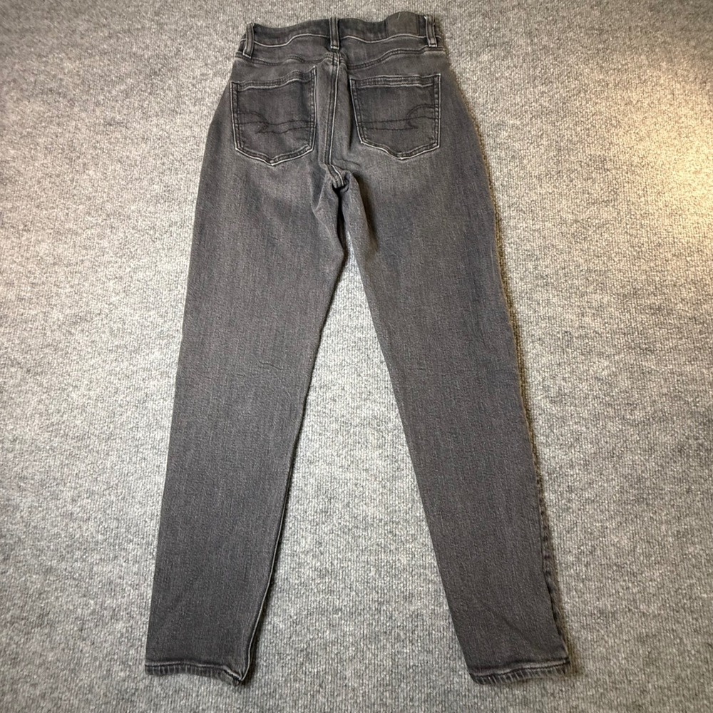 American Eagle Strigid Mom Jeans Faded Black High Rise Straight 000 Short - Picture 2 of 9